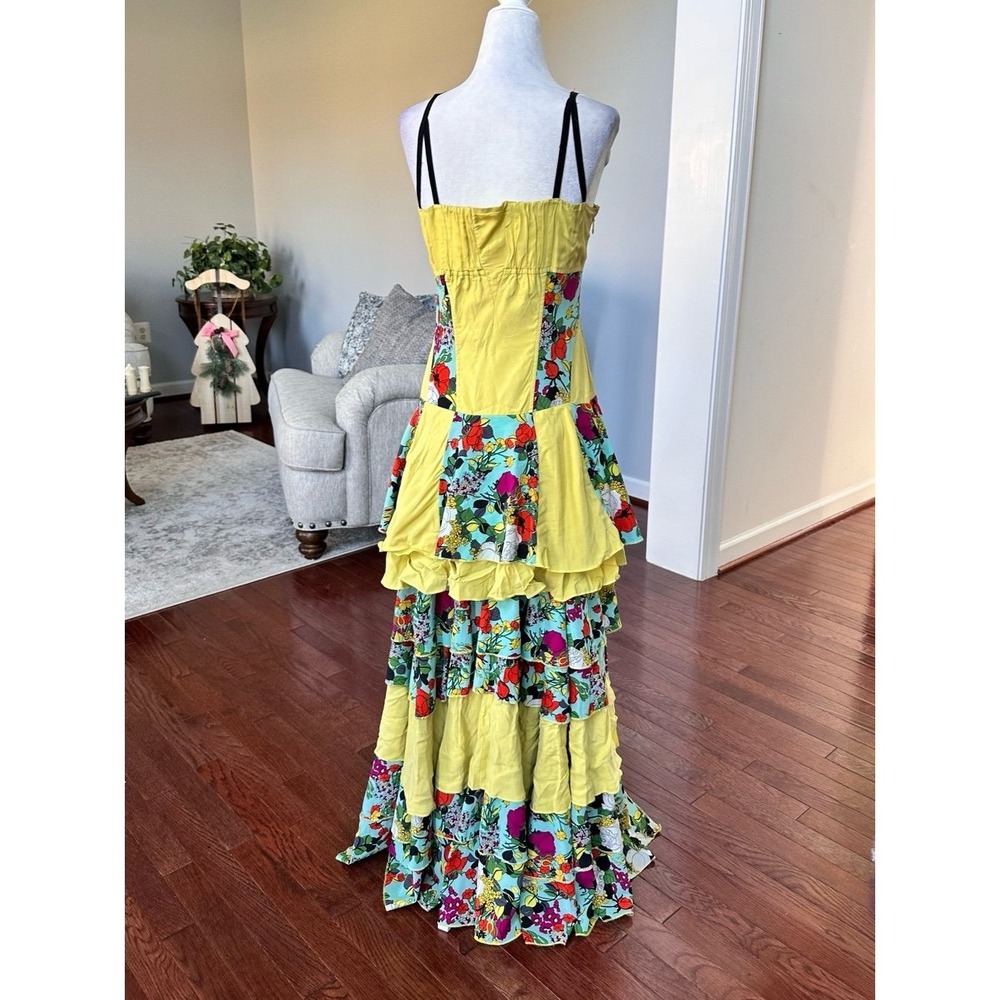 Nuvula Strappy Black Lime Floral Unique Cutout Pattern High Low Dress‎ - Picture 4 of 12